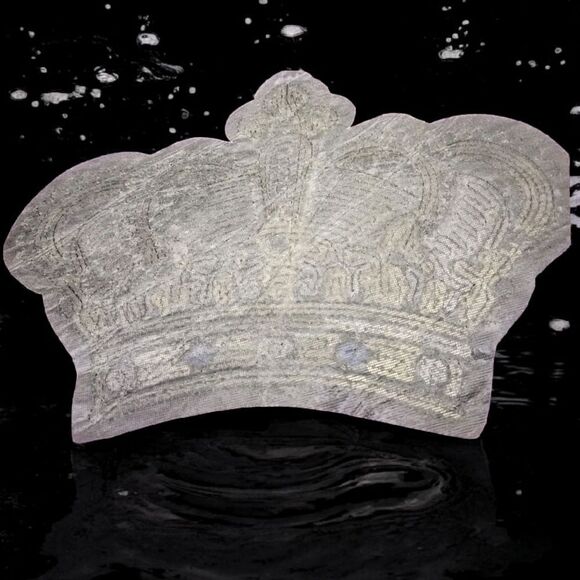 LARGE SILVER & GOLD Shiny SEQUIN CROWN EMBROIDERY PATCH - Royalty MOTIF Sequined - Picture 9 of 9